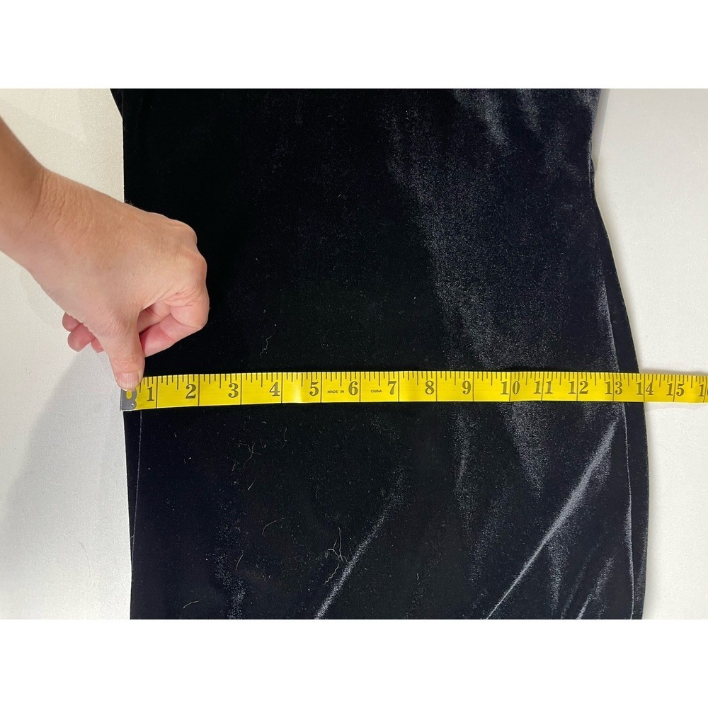 Vintage Cache Gold Label Black Velvet Mesh BodyCon Mermaid Fit Dress Small - Picture 11 of 13